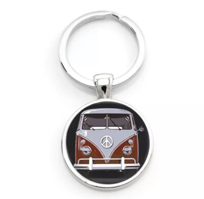VW T5 T6 TRANSPORTER VAN CAMPER KEY RING BLACK