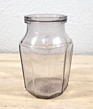 Antique 1920s AMETHYST Mustard Jar 10-Panel Design Condiment Bottle Embossed 363