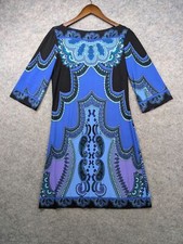 Donna Morgan Dress Womens 6 Blue Black Paisley Mini Stretch A-Line USA Made