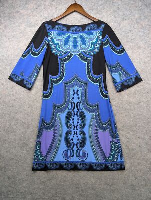 navy blue dress for baby girl Autumn Paisley V Neck Twist Detail A Line Dress Blue/Neutral main image 1