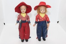 ANTIQUE VINTAGE COMPOSITION COWBOY and COWGIRL 8" DOLLS