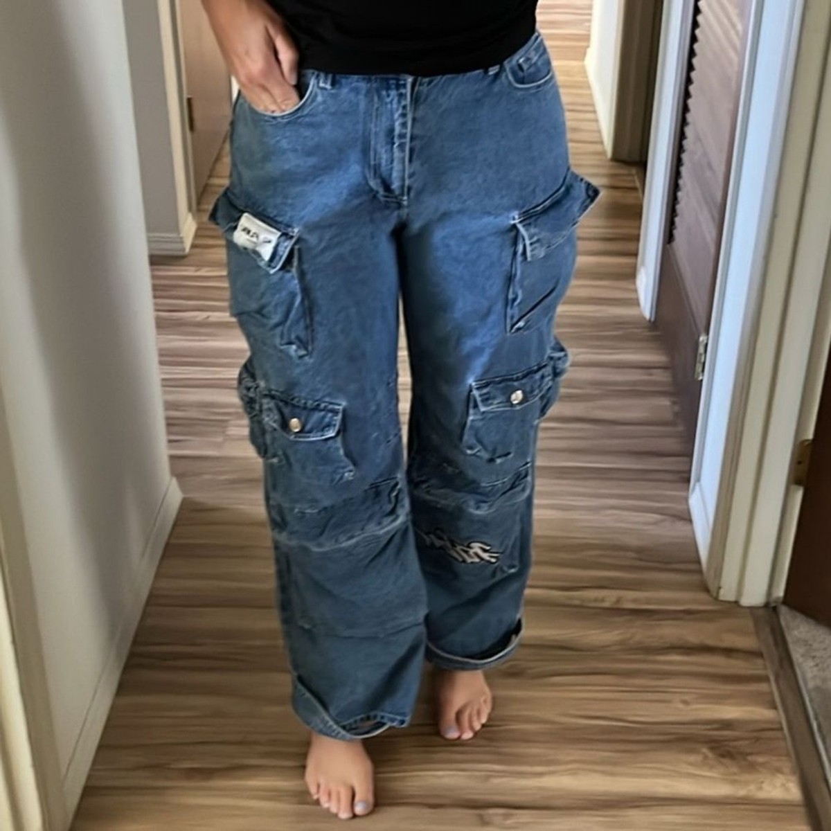 Fubu x forever 21 Cargo blue Jeans Pant baggy Street style size