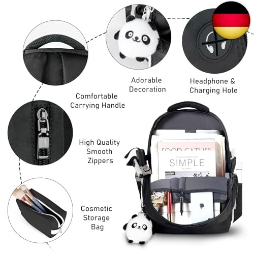 FRONET Schulrucksack Mädchen Teenager Rucksack Tagesrucksack Damen 16 Zoll - Bild 4 von 6