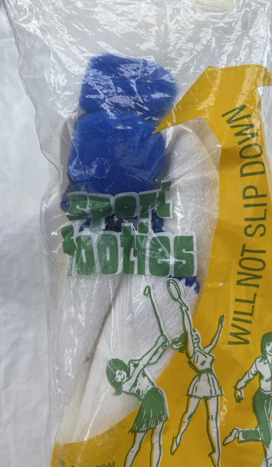 Calcetines deportivos vintage años 60 para mujer 8-11 pompones azul botines animadora Foto 3 de 3