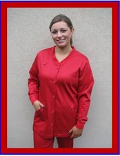 Lab Coat JACKET RED women's 64 Cotton 33 Tencel 3  Spandex Silpure Teflon S