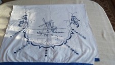 Überhandtuch Ziertuch Blau Weiß Antik Wäsche Stickerei Vintage Handarbeit Unikat