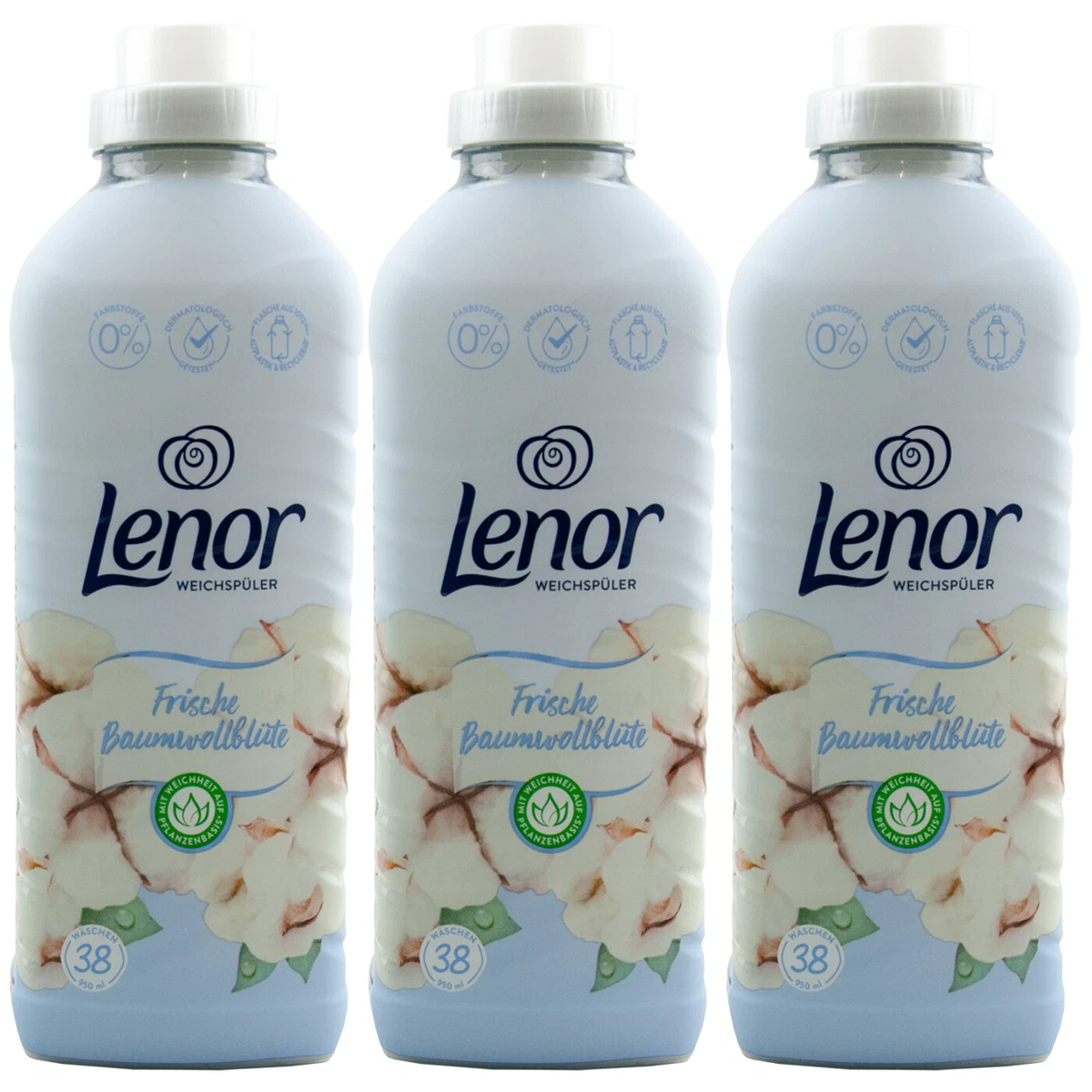 Lenor Adoucissant Frais Baumwollblüte 3 X 950ml pour 38WL 0% Colorants