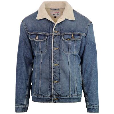 MENS LEE RIDER CHUNKY SHERPA BORG LINED DENIM JACKET BLUE FADED DENIM  UK