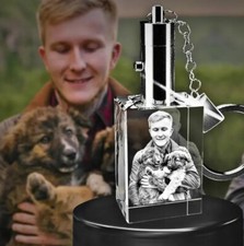 3D Photo Crystal Rectangle Keychain Engraved with your photo Personalized Gift