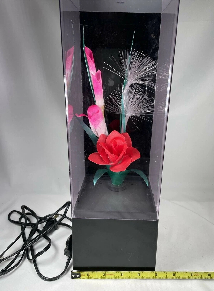 Fiber Optic Color Changing Flower Lamp Wind Up Musical Light WORKS