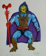 Vintage MOTU Laser Light Skeletor original signed illustration By Travis Thew