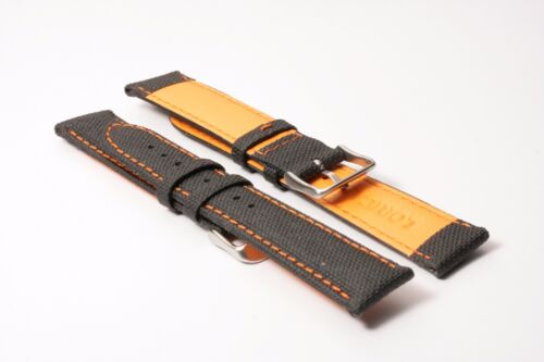 Hadley-Roma 20mm Sailcloth Lorica Watch Strap - Orange - Photo 1/12