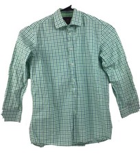 Tattersall Mens Size 16 Long Sleeve Green Plaid Button Up Collared Dress Shirt