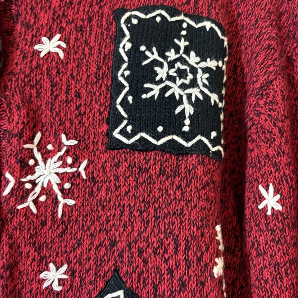 Cárdigan Suéter Erika Mujer Vacaciones 3X Rojo Ramie Algodón Bordado Navidad Foto 3 de 4