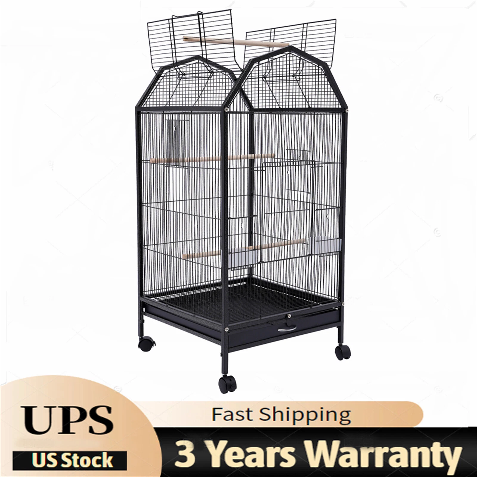 Large Bird Cage wit Rolling Stand Cockatiel Parakeet Finch Parrot Birdcage Cage