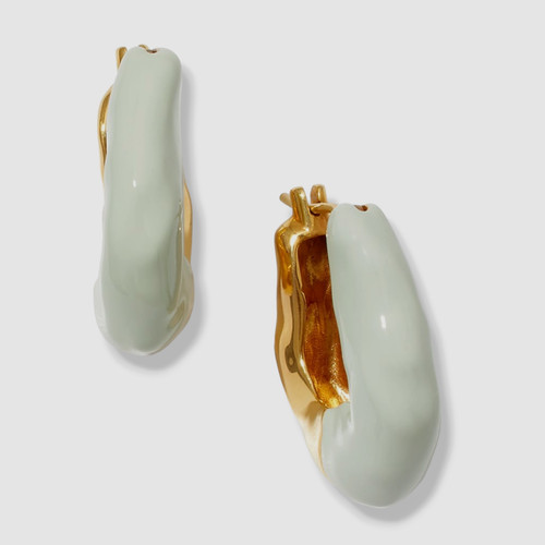$225 Joanna Laura Constantine Women's Green 18k Gold Plated Wave Hoop Earrings