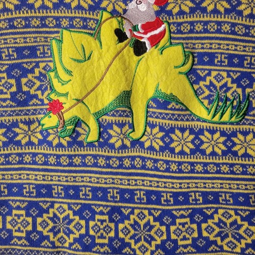 Alex Stevens Santa Dinosaur Ugly Sweater Size XL Long Sleeve Christmas - Picture 3 of 12