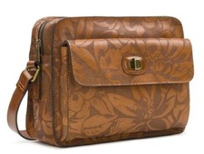 NWT PATRICIA NASH LEATHER CROSSBODY TAN BROWN LASER FLORAL 229
