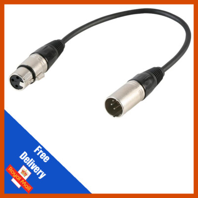 5 Pin XLR Stecker auf 3 Pin XLR Buchse DMX Adapter Kabel, 0,22m