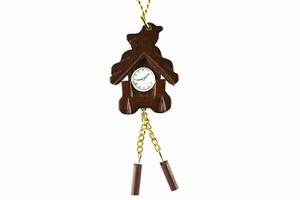 Authentic Cuckoo Clock Necklace Watch Miniblings 80cm Black Forest Wood Brown Gold Plated