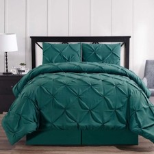 Luxury Oxford Decorative Pinch Pleat Comforter Set All Season Ultra Soft Bedding