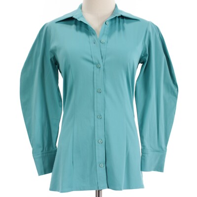 Alexis NWT Brooks Button Down Top Size XS in Solid Cerulean Blue Cotton Blend