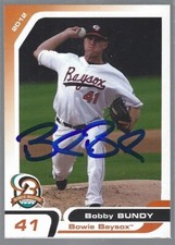 2012 Grandstand Bowie Baysox Bobby Bundy IP autograph signed card
