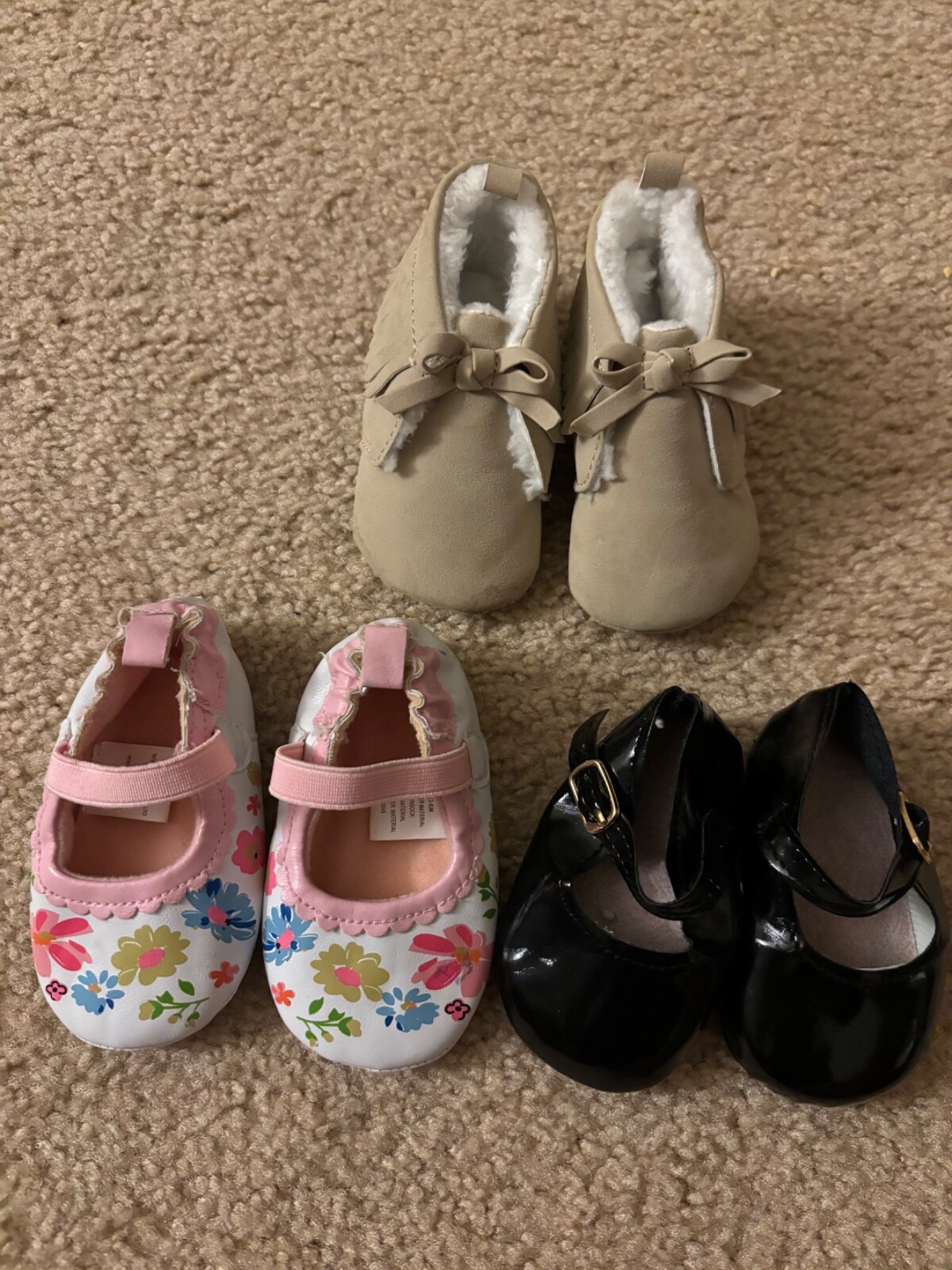 Child Of Mine By Carters Size 3-6 Months, 3 Pairs Of Shoes