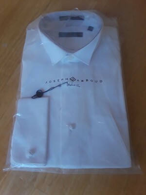 $90 JOSEPH ABBOUD BLACK TIE WHITE BUTTON DOWN DRESS SHIRT 17-34/35 SELIX FORMAL