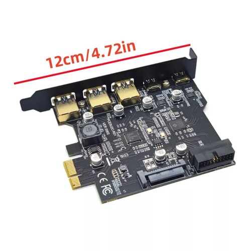 USB 3.2 GEN1 PCIE Expansion Card 5-Ports 2*Type-C 3*USB-A 19-Pin Adapter 5Gbps - Afbeelding 5 van 6