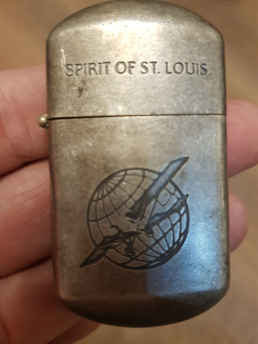 Vintage “Spirit of St. Louis” Petrol Lighter — Aviation Themed — Working —  1950s
