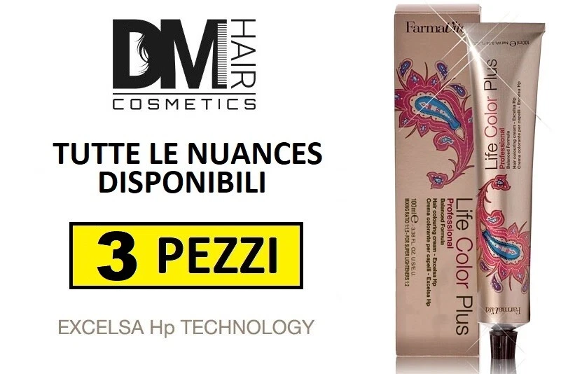 3 PEZZI FARMAVITA Life COLOR Plus 100ml TINTA COLORE PER CAPELLI PERMANENTE