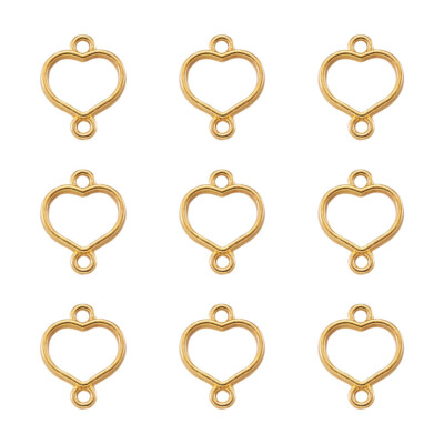 200x Goldenes Herz Hohlform Anhänger Offene Rückseite Einfassung Glied Rohling 15x12x1,5 mm
