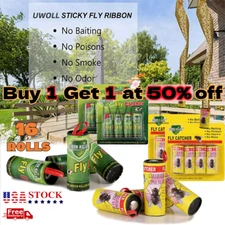 16 Rolls Fly Sticky Trap Paper Insect Bug Catcher Strip Fly Sticker Non Toxic US