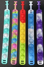 5PCS- Push Pop it Rainbow Bracelet Sensory Fidget Toy Pop Bubble Stress Relief
