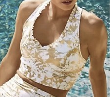 NWT Lilly Pulitzer Lindsay Sports Bra UPF 50 Gold Shoreline Foil Size S Small