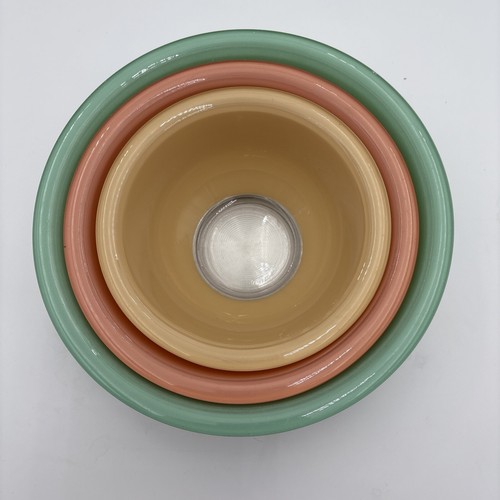 Pyrex Vintage Nesting Mixing Bowls Pastel Colors Clear Bottom MCM Y2K - Picture 2 of 16