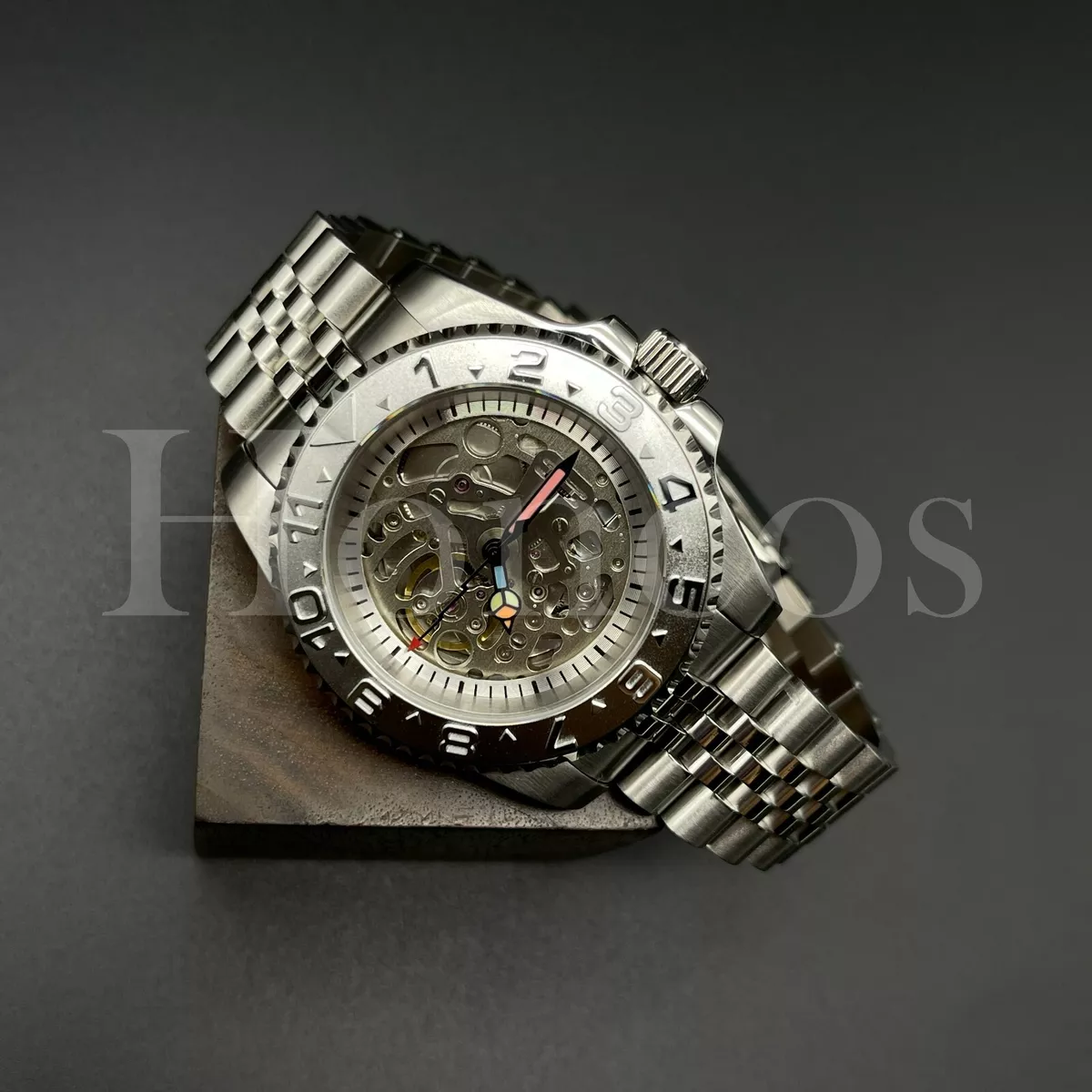 Custom Made Skeleton Watch Yacht Master Style Diver NH70 Auto Movement SIL Bezel