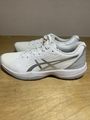 Size 8.5 B- Asics Solution Swift FF Tennis Shoes Womens White/Pure Silver