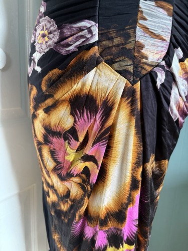 Vestido midi ceñido al cuerpo estampado floral tropical Roberto Cavalli talla IT 42 UK 10 Y2K - Imagen 7 de 20