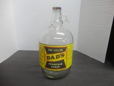 DAD'S SODA FOUNTAIN SYRUP ROOT BEER PAPER LABEL GALLON JUG CLEAR GLASS CHICAGO,