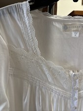 Eileen West nightgown M Cotton Lawn Nightgown Long Sleeves Gorgeous Button Lace