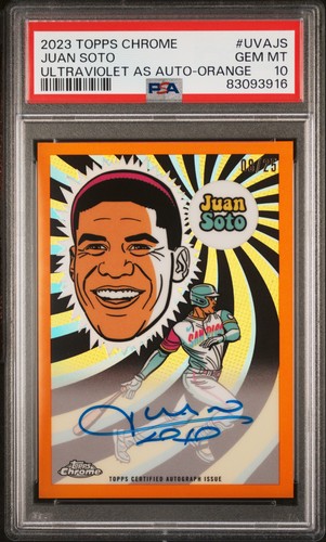 2023 TOPPS CHROME ULTRAVIOLET ALL-STARS AUTO ORANGE JUAN SOTO 8/25 PSA 10