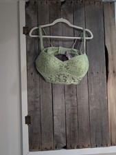 Vs Pink Pushup Wired Bralette Sage Green Lace Detail XL Adjustable Straps