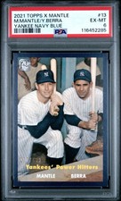 2021 TOPPS X MICKEY MANTLE COLLECTION #13 MICKEY MANTLE/YOGI BERRA 137/199 PSA 6