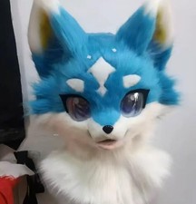 Fursuit Long haired Dog Fox Mascot Party Halloween Fur Cosplay(head)