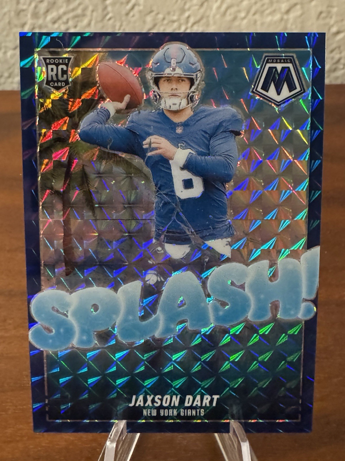 2025 Panini Mosaic Jaxson Dart RC Splash Blue Prizm /99 #15 Giants