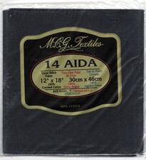 Black AIDA 14 Count 12"x18" Counted Cross Stitch Fabric MCG Textiles NEW in Pkg