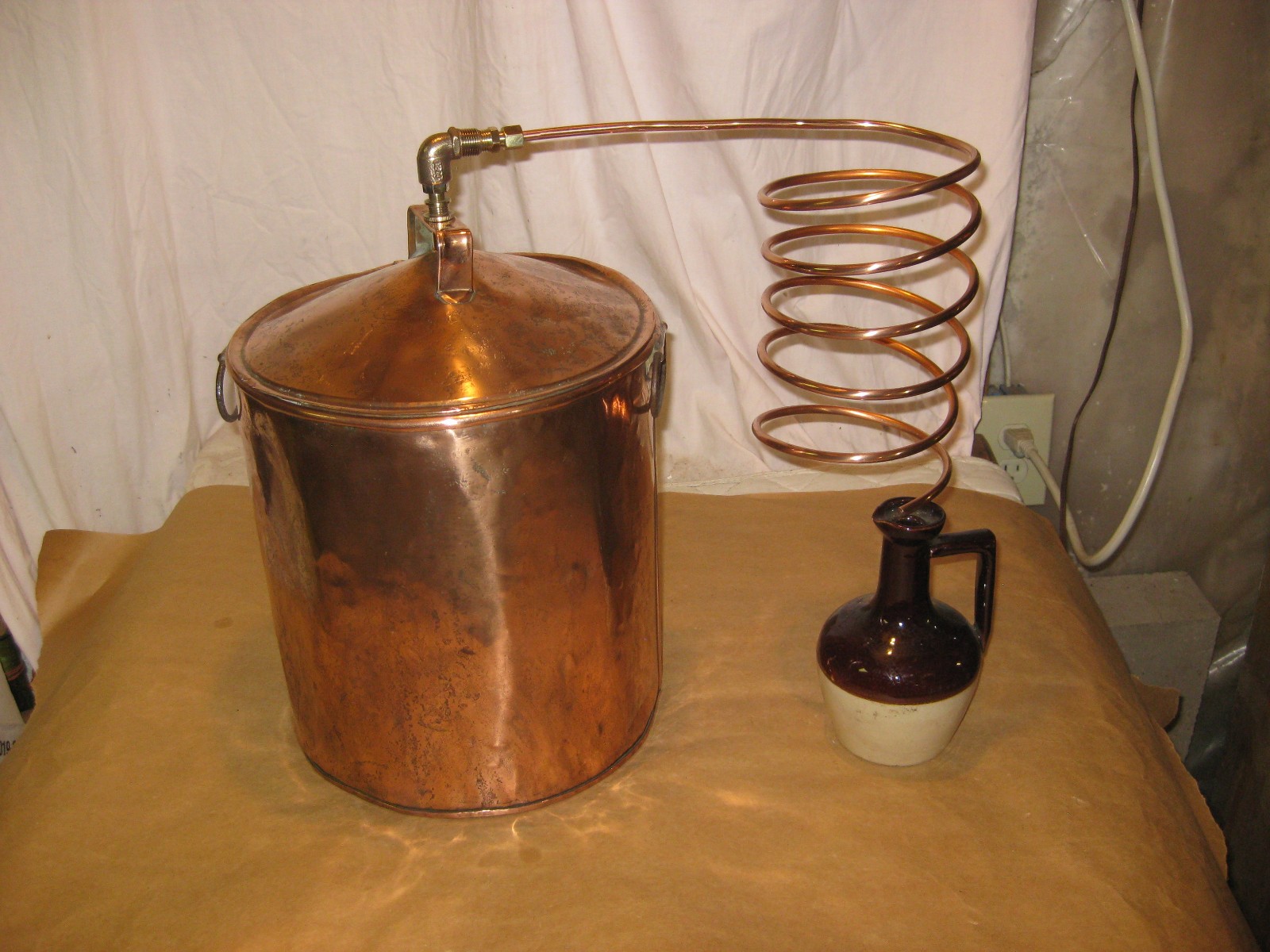 NICE 4-5 Gallon Antique Copper Moonshine Still w/Coil + JUG-A MAN CAVE MUST!