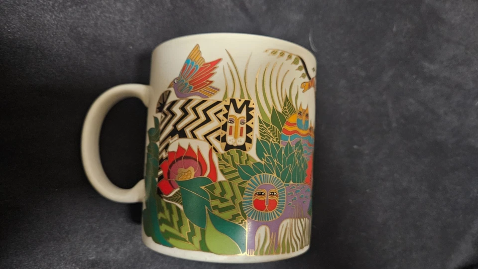 ‡ ☕ Taza de café Laurel Burch Secret Jungle • 1989 1,5 taza/1,5 fl oz/355 ml Foto 2 de 4